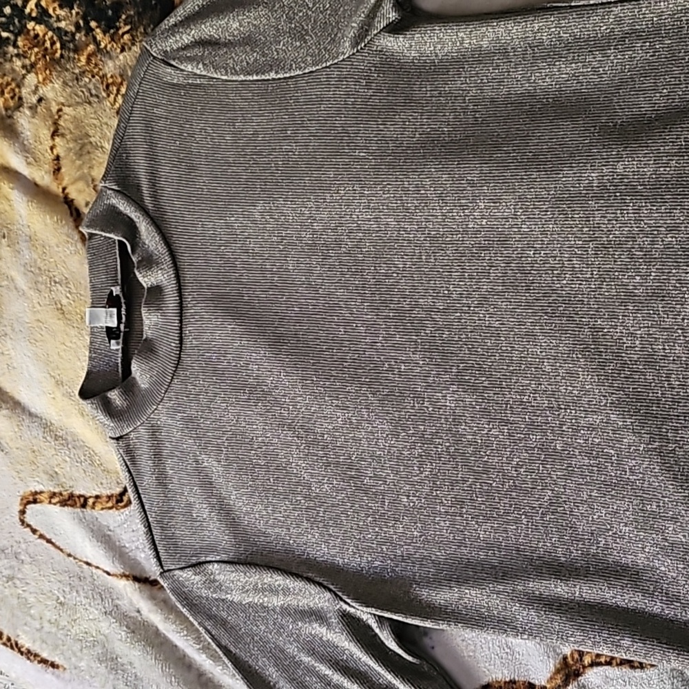 Silver glitter mock neck top medium